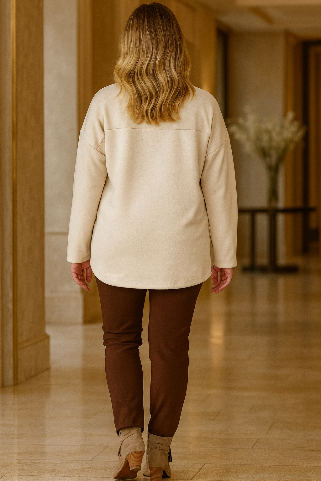 Tie Bottom Embroidered Swirl Detail Dahila Sweatshirt - Beige