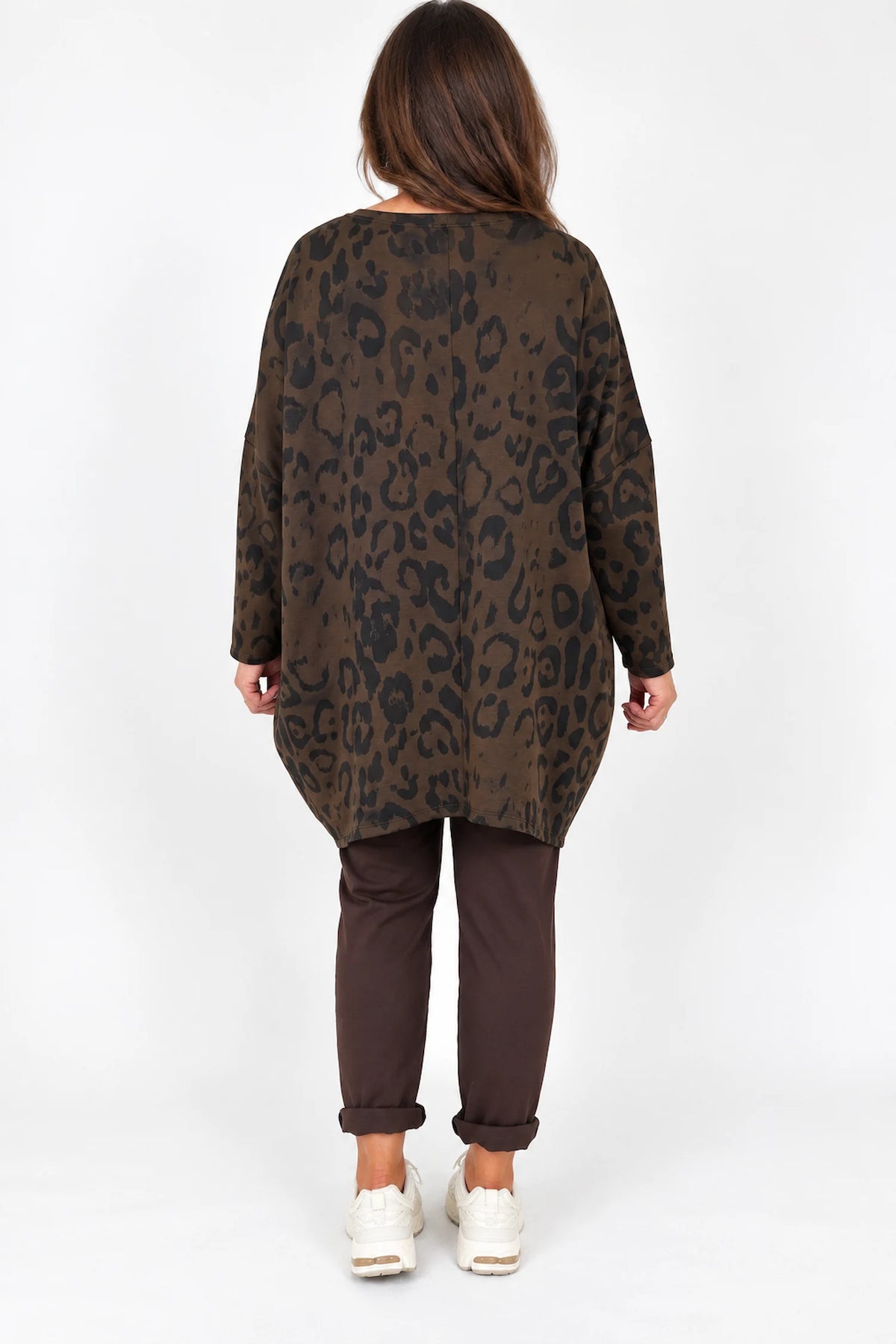 Badge Detail Double Zip And Pocket Tiana Leopard Top - Chocolate