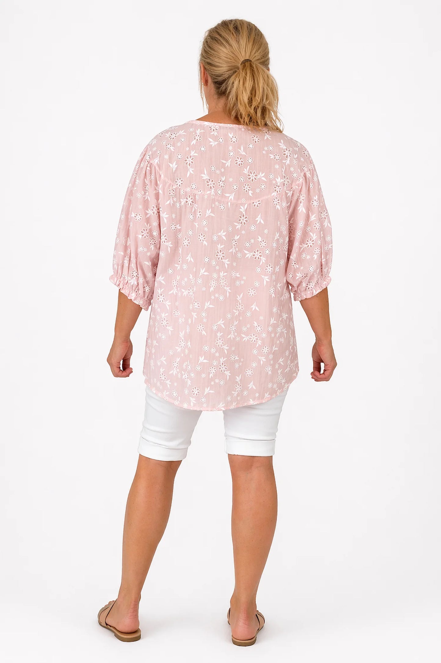 Embroidered Floral Tied Detail Calara Blouse - Baby Pink