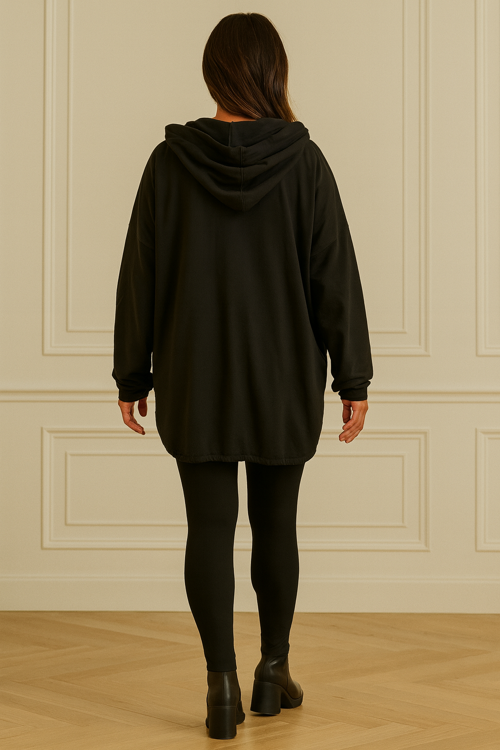 Cotton Embroidered Heart Amélie Hooded Jacket - Black