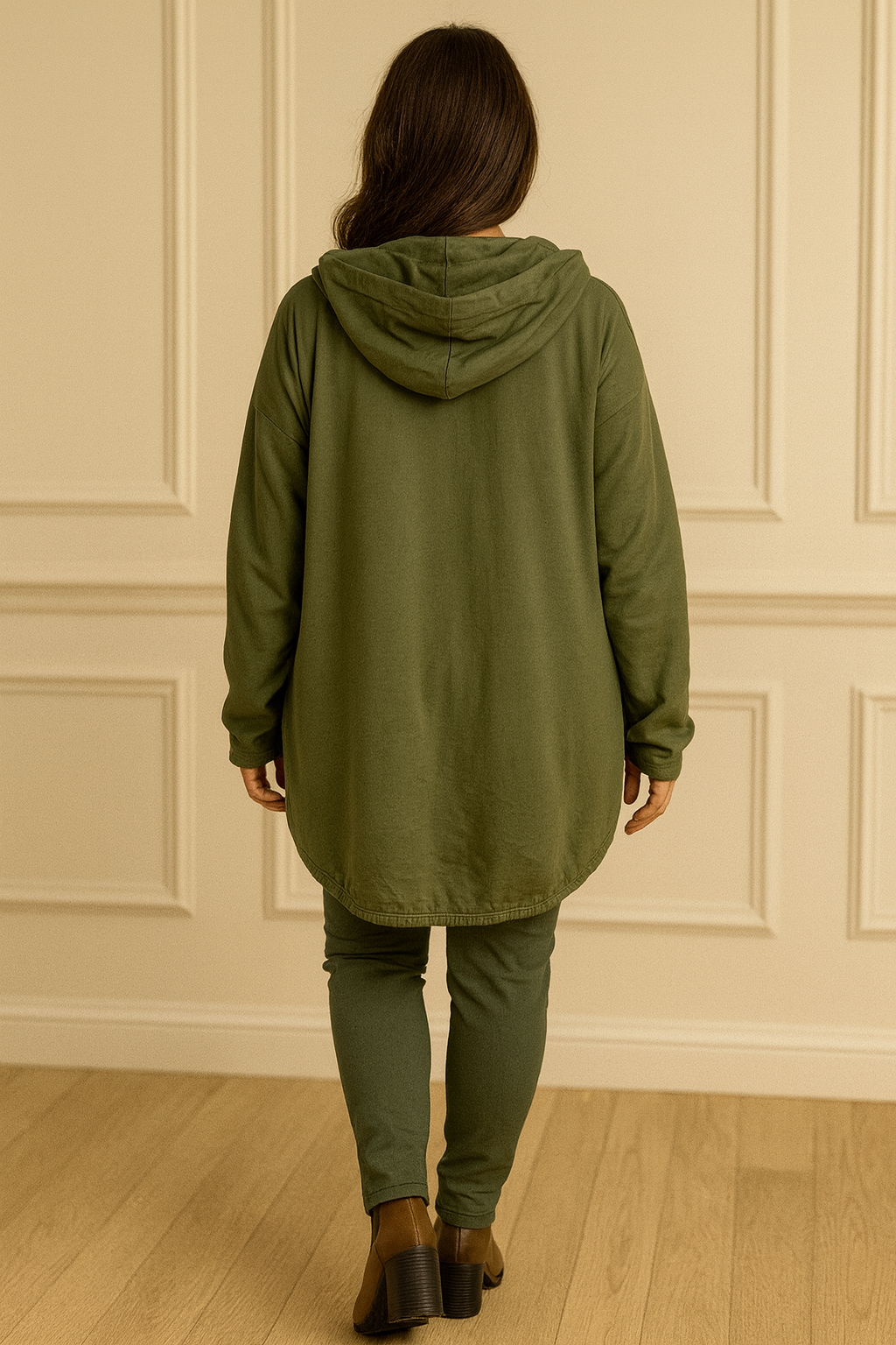 Cotton Embroidered Heart Amélie Hooded Jacket - Khaki