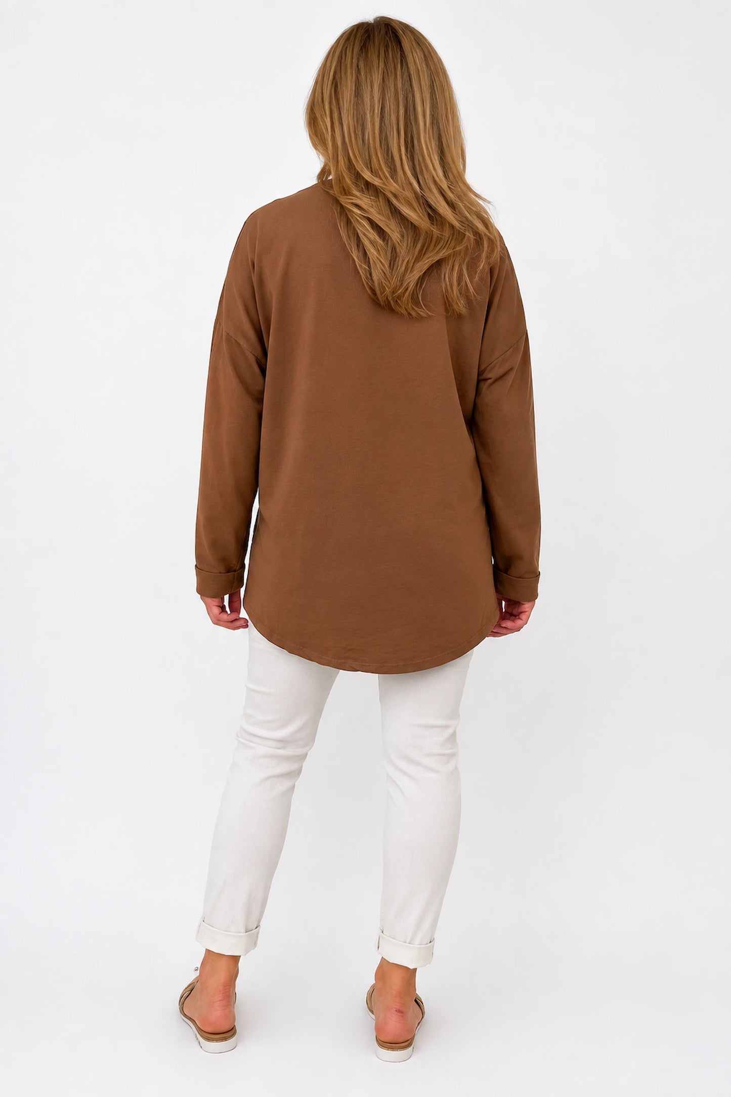 Cotton Needlecord Floral Dianna Top - Caramel