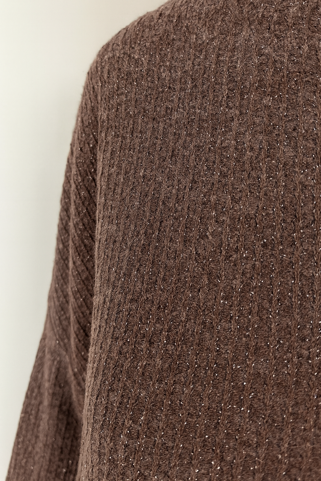 Wool Mix Sparkle Knit Venice Necklace Top - Chocolate