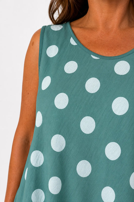 Cotton Polka Dot Verity Dress - Jade