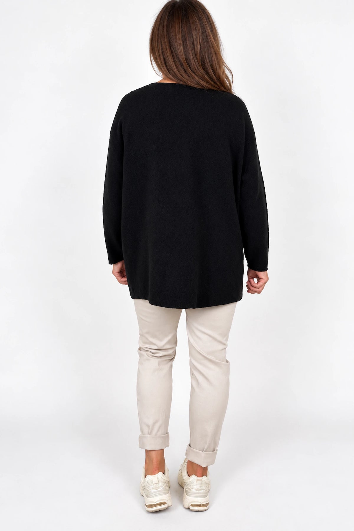 Wool Mix Seam Sleeve Venice Jumper - Black