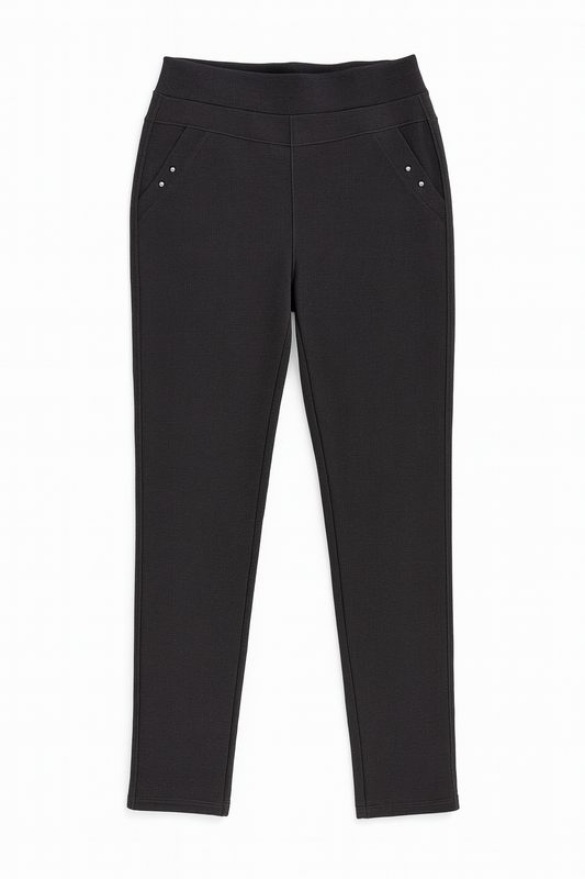 Cotton Double Back And Front Pocket Capari Pant - Dark Charcoal