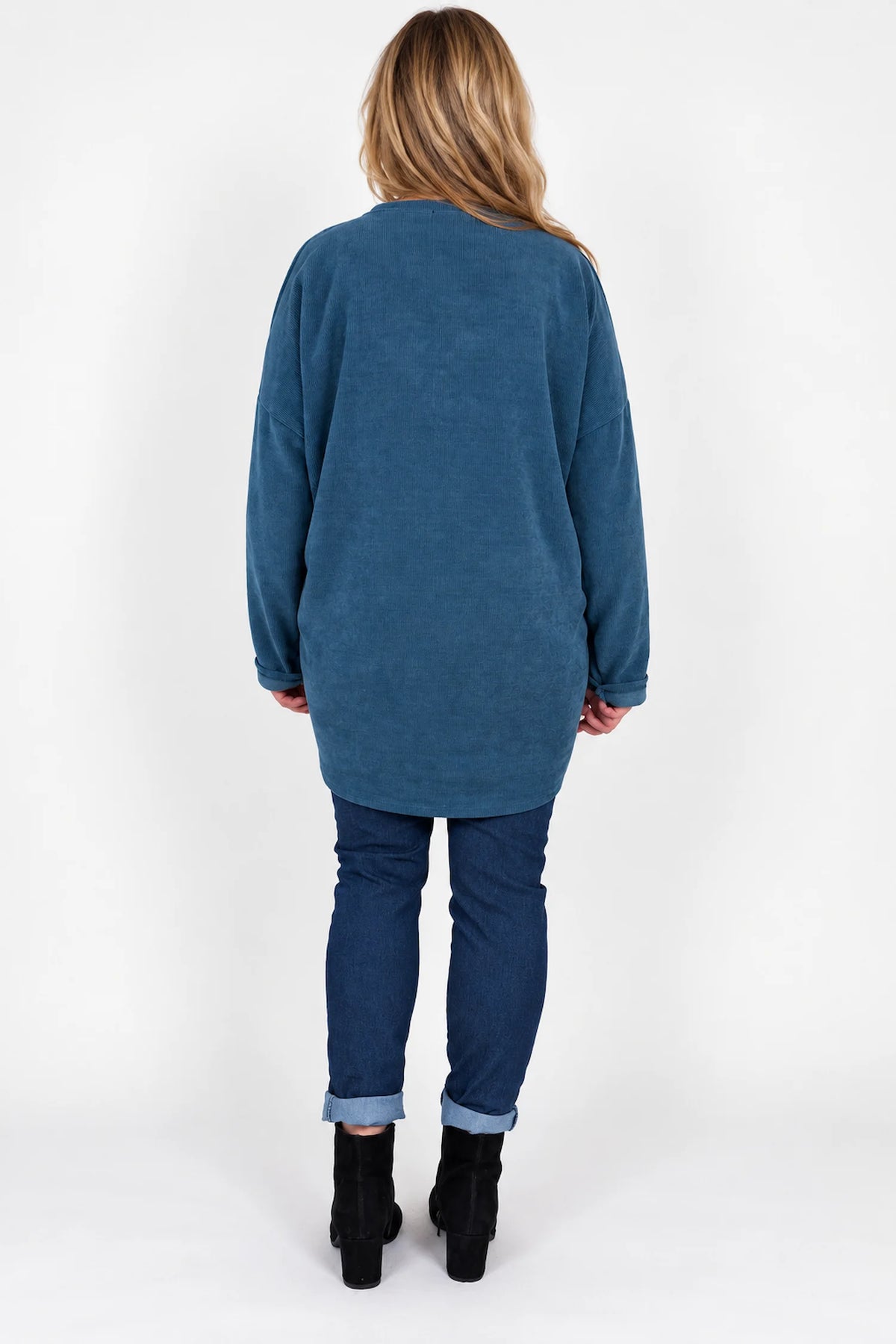 Zipped Hem Badge Detail Ciello Pocket Top - Denim