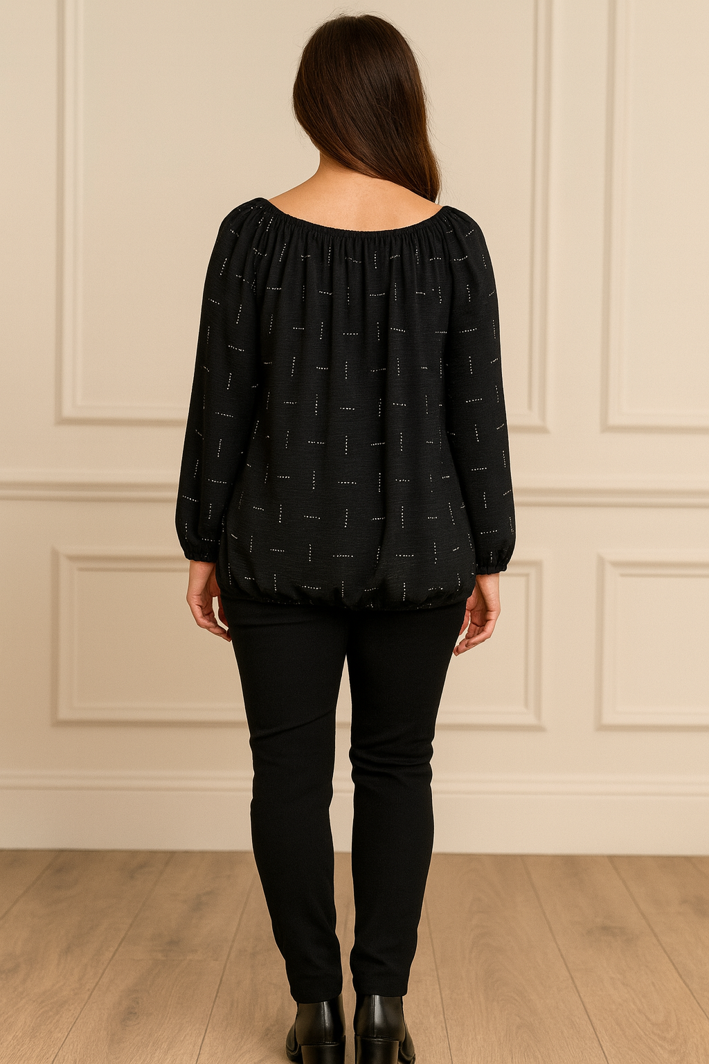 Diamanté Tied Detail Dolce Top - Black