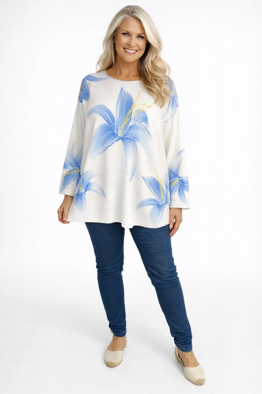 Premium Spring Knit Lily Seam Sleeve Top - Denim