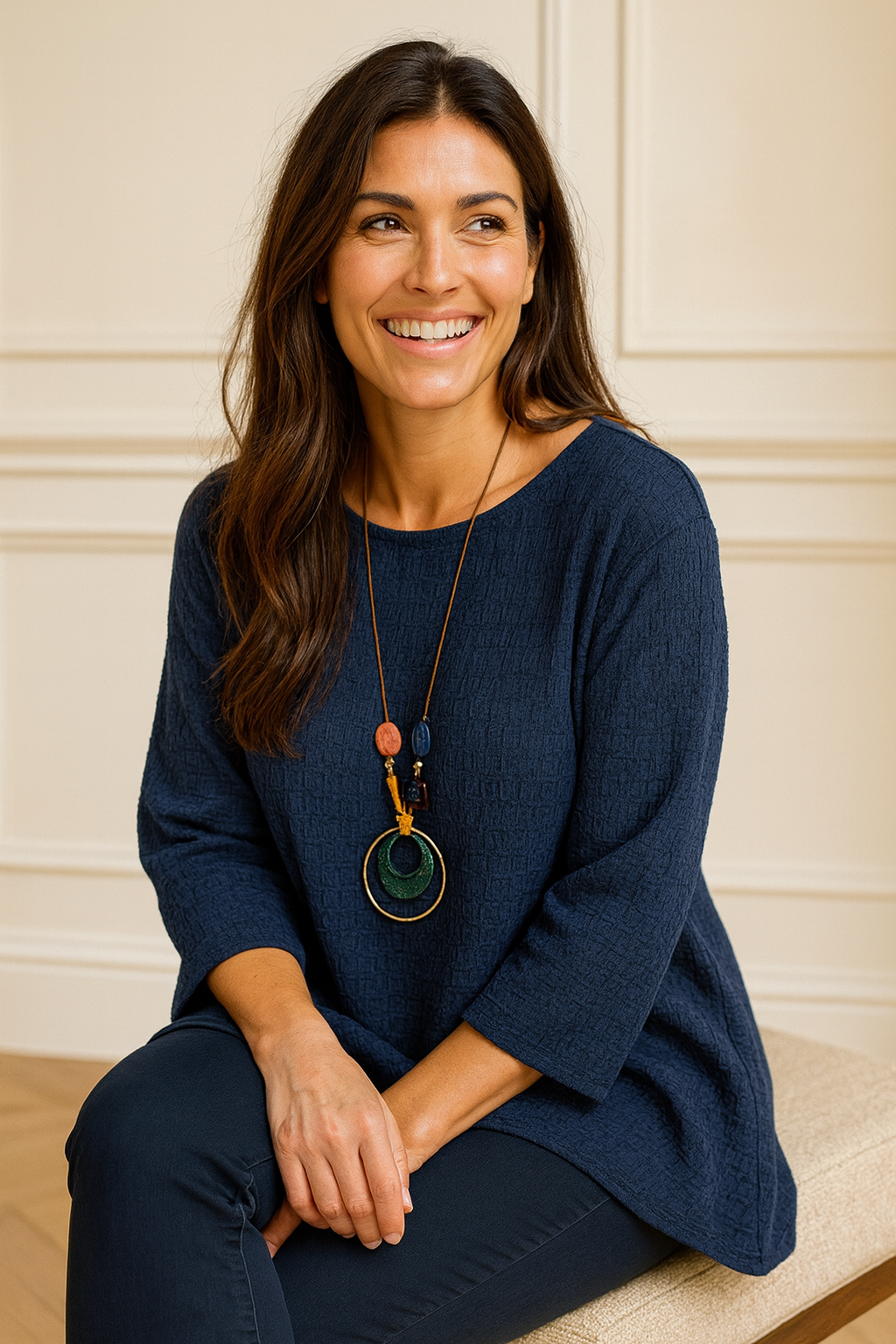 Felicity Necklace Top - Navy