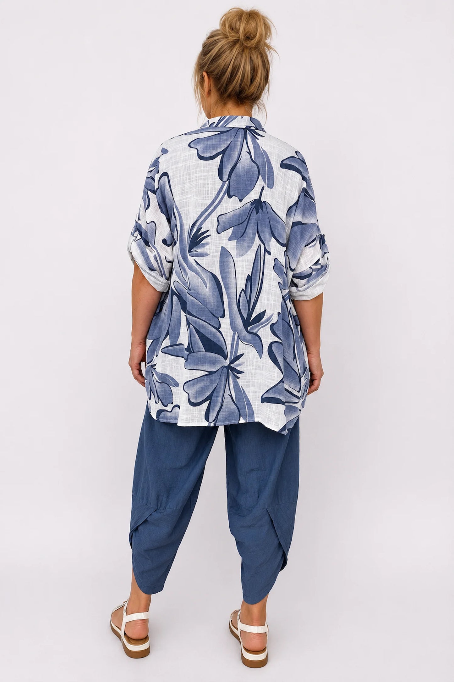 Pure Cotton Button Sleeve Milano Button Shirt - Ocean Blue