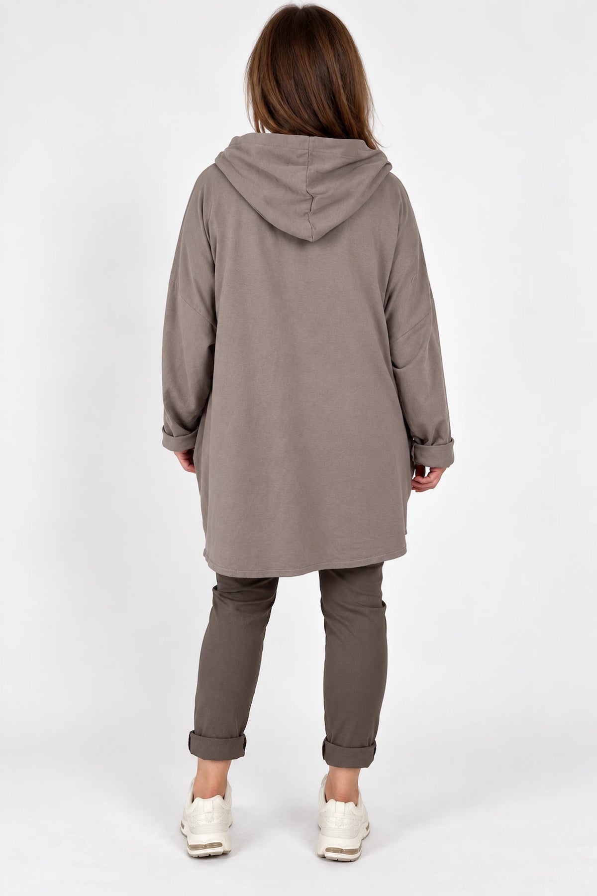 Embroidered Floral Quilted Cotton Hooded Zip Kala Coat – Mocha