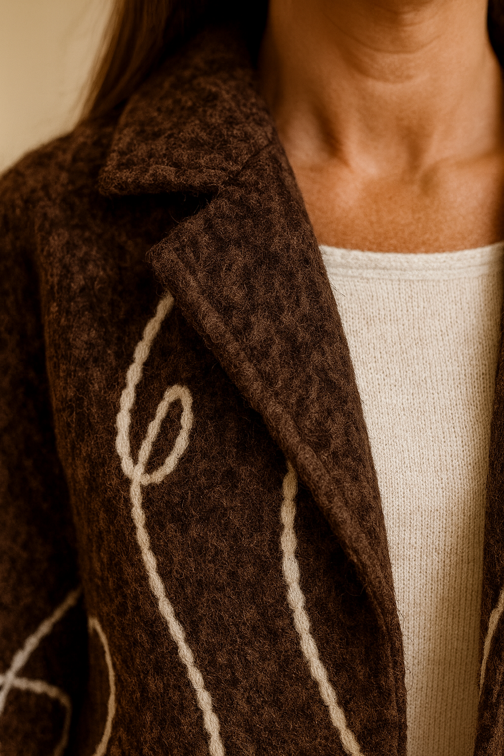 Embroidered Stitch Double Button Patch Pocket Maravella Jacket - Chocolate