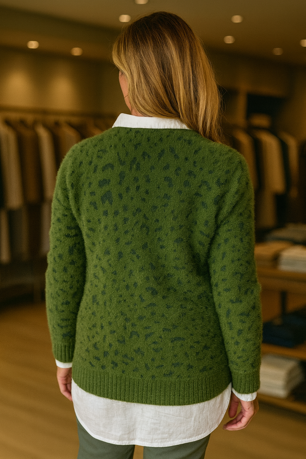 Super Soft Stretch Leopard Print Tissa Jumper - Khaki