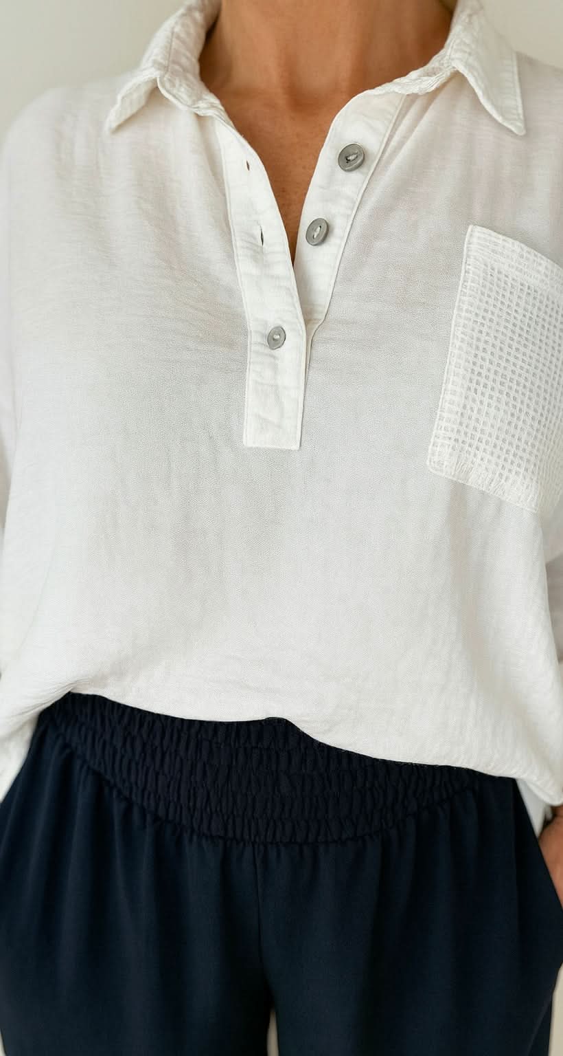 Italia Elasticated Waist Wide Leg Palazzo Pant - Navy