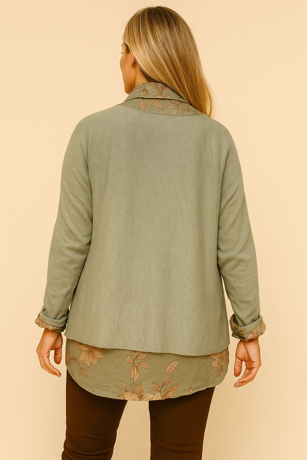 Pure Cotton Alexandra Two In One Scarf Top - Khaki