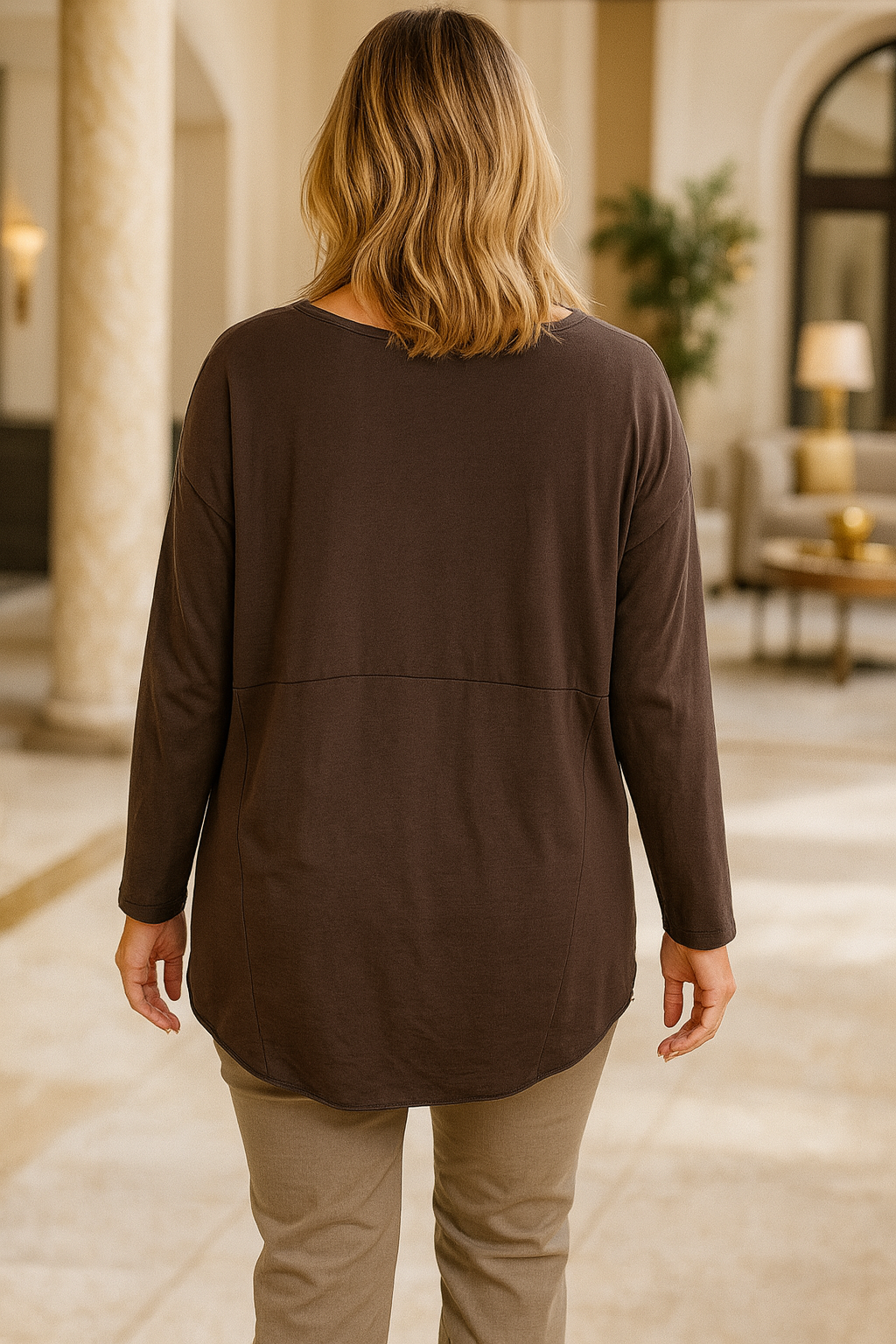 Vienna Cotton Necklace Top - Chocolate