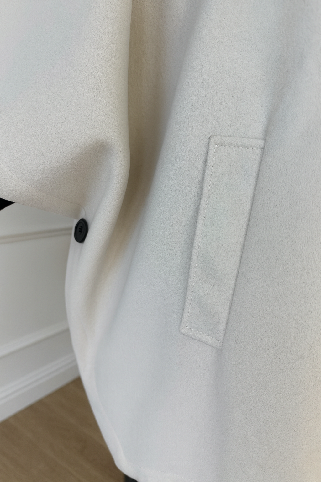 Double Pocket Button Detail Florence Cape Jacket - Cream