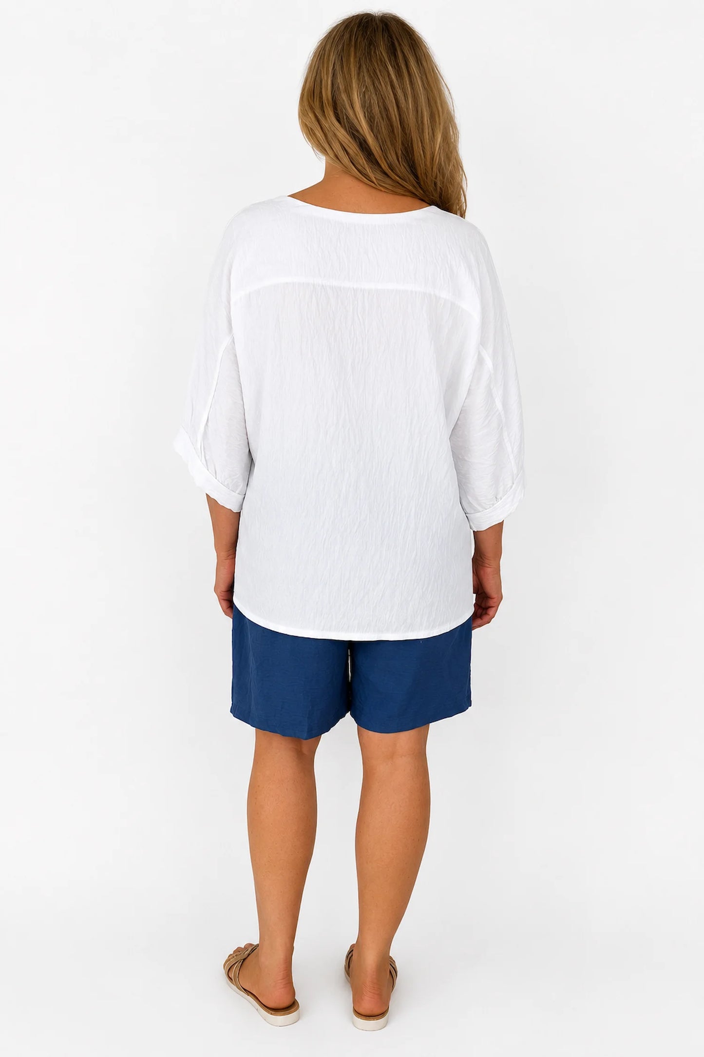 Relaxed Oversized Summer Flow Necklace Top - White