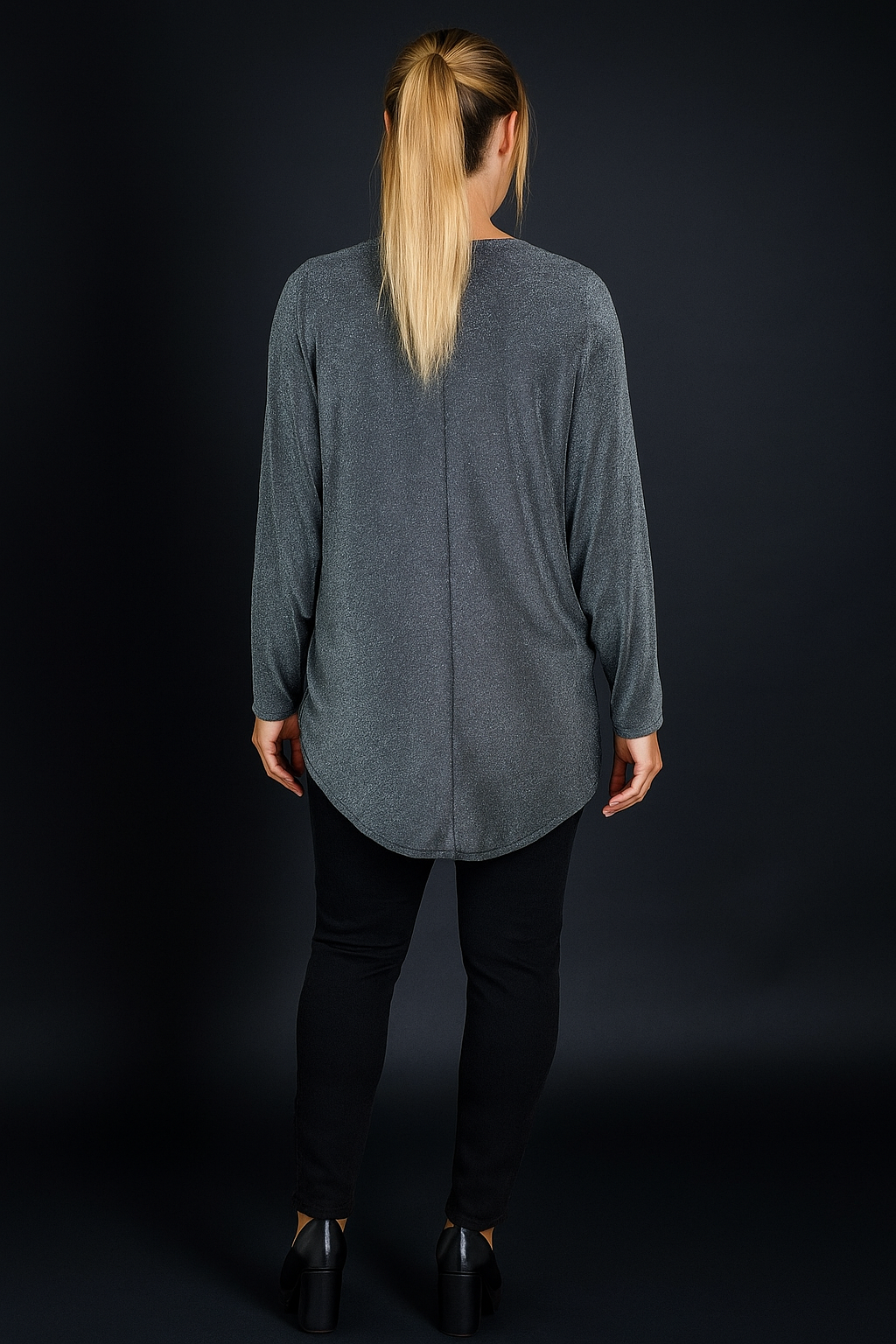 Diamanté Zip Monica Shimmer Top - Silver