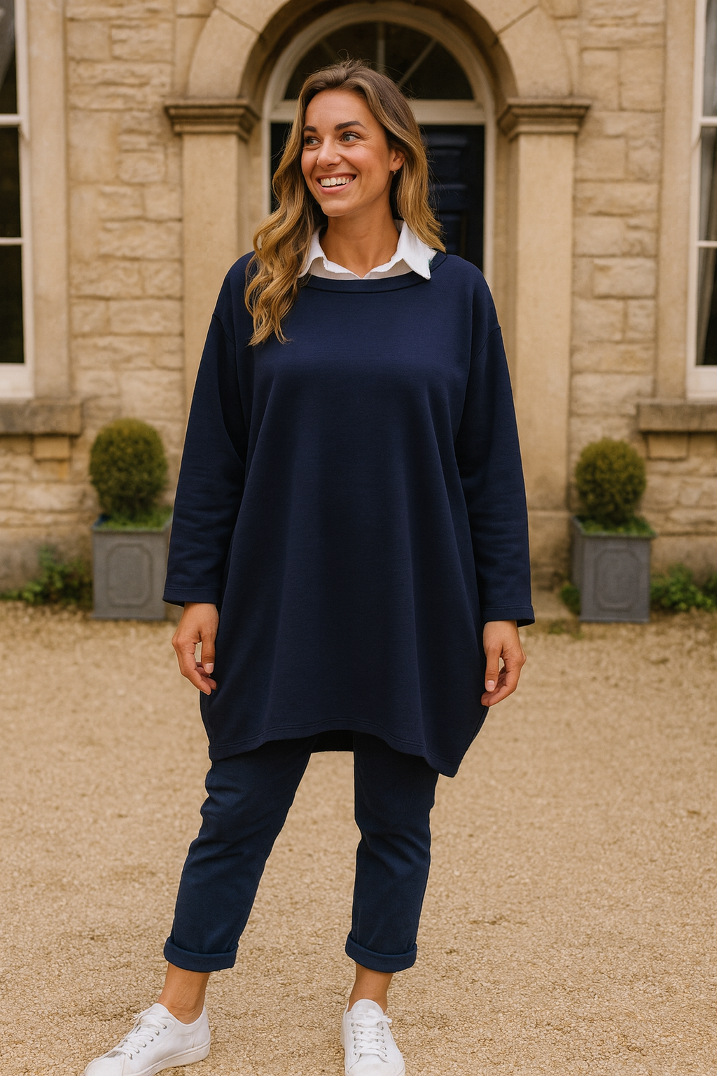 Two In One Lucinda Top - Navy