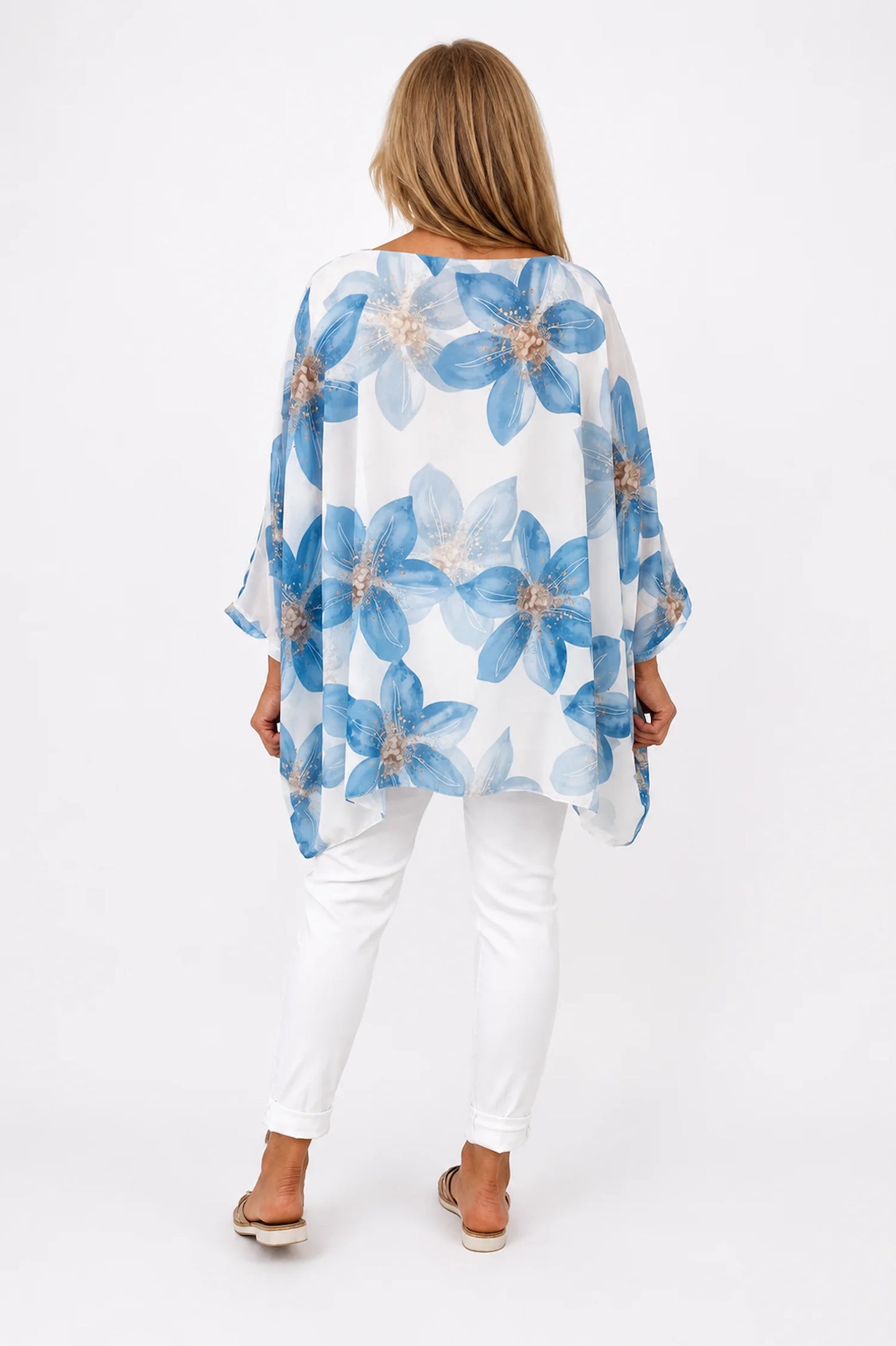 Fully Lined Batwing Mari Blossom Chiffon - Blossom Blue