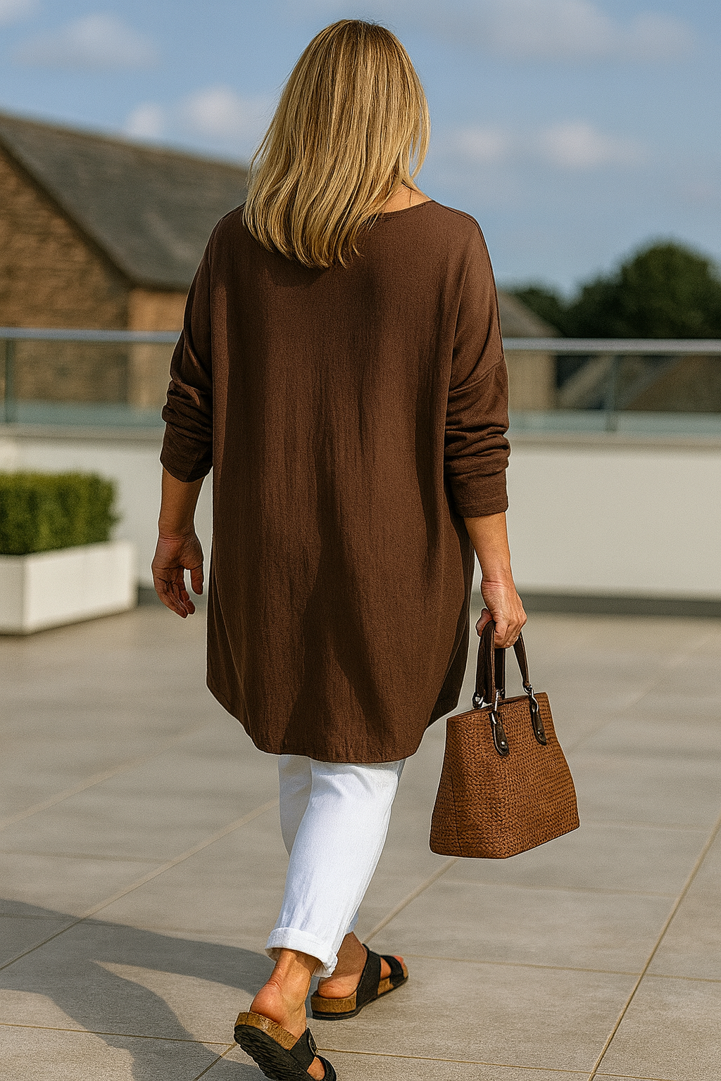Wool Mix Freya Necklace Top - Chocolate