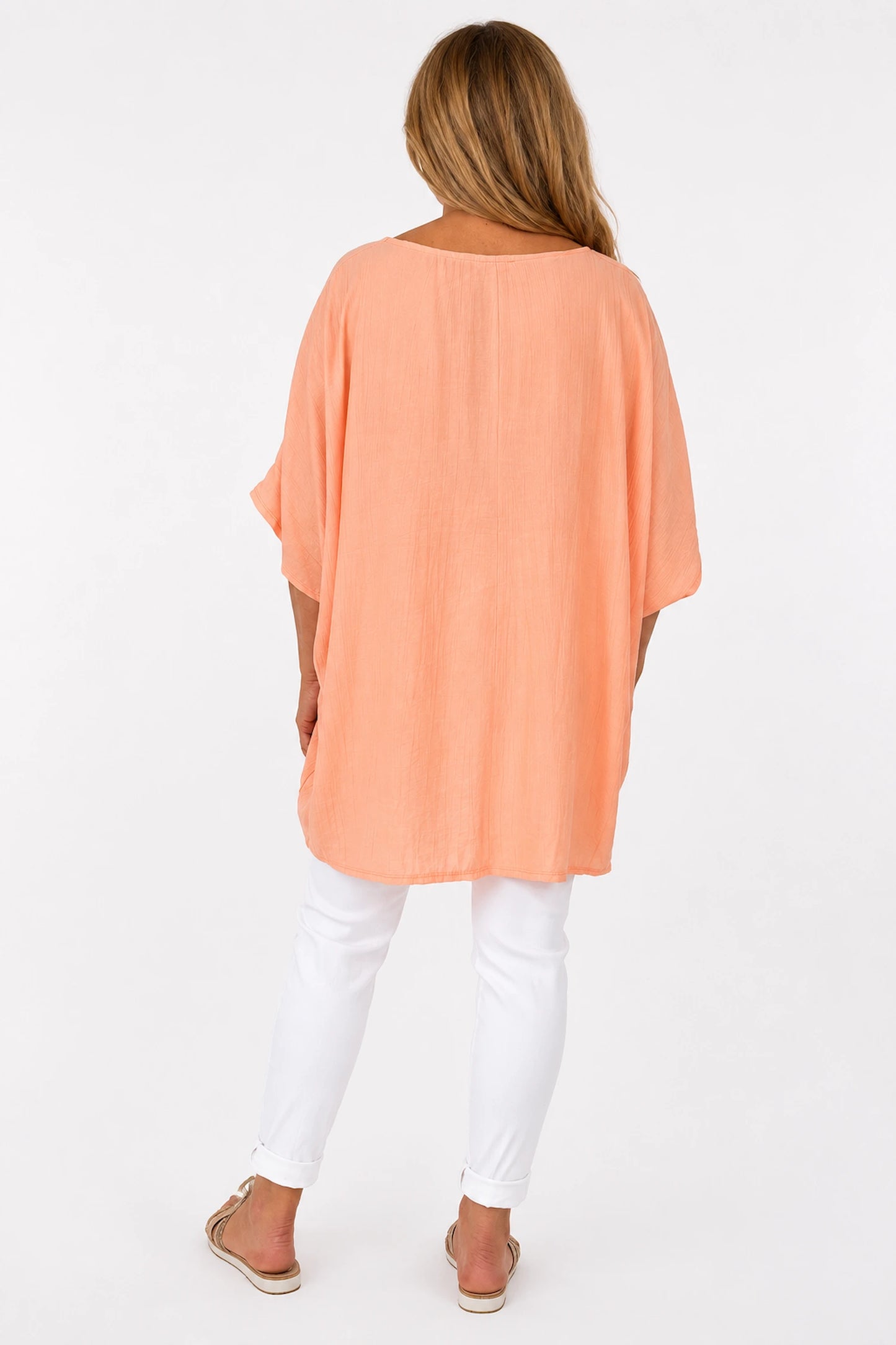 Lightweight Flow Lightly Textured Margot Top - Peach