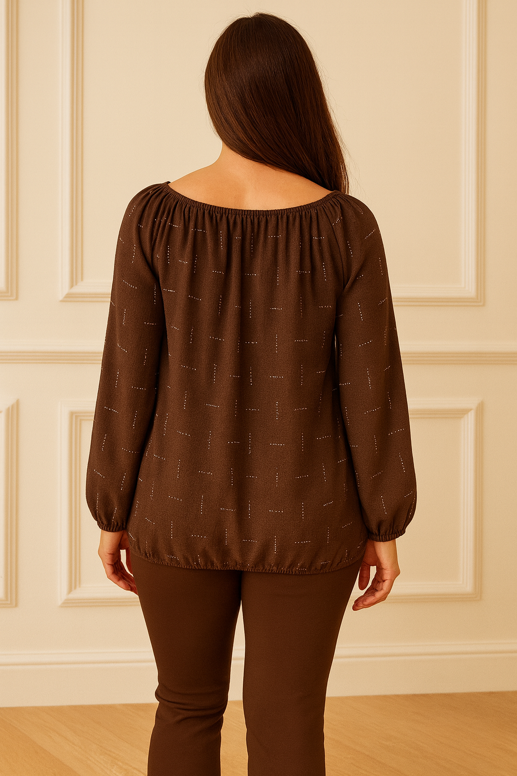 Diamanté Tied Detail Dolce Top - Chocolate