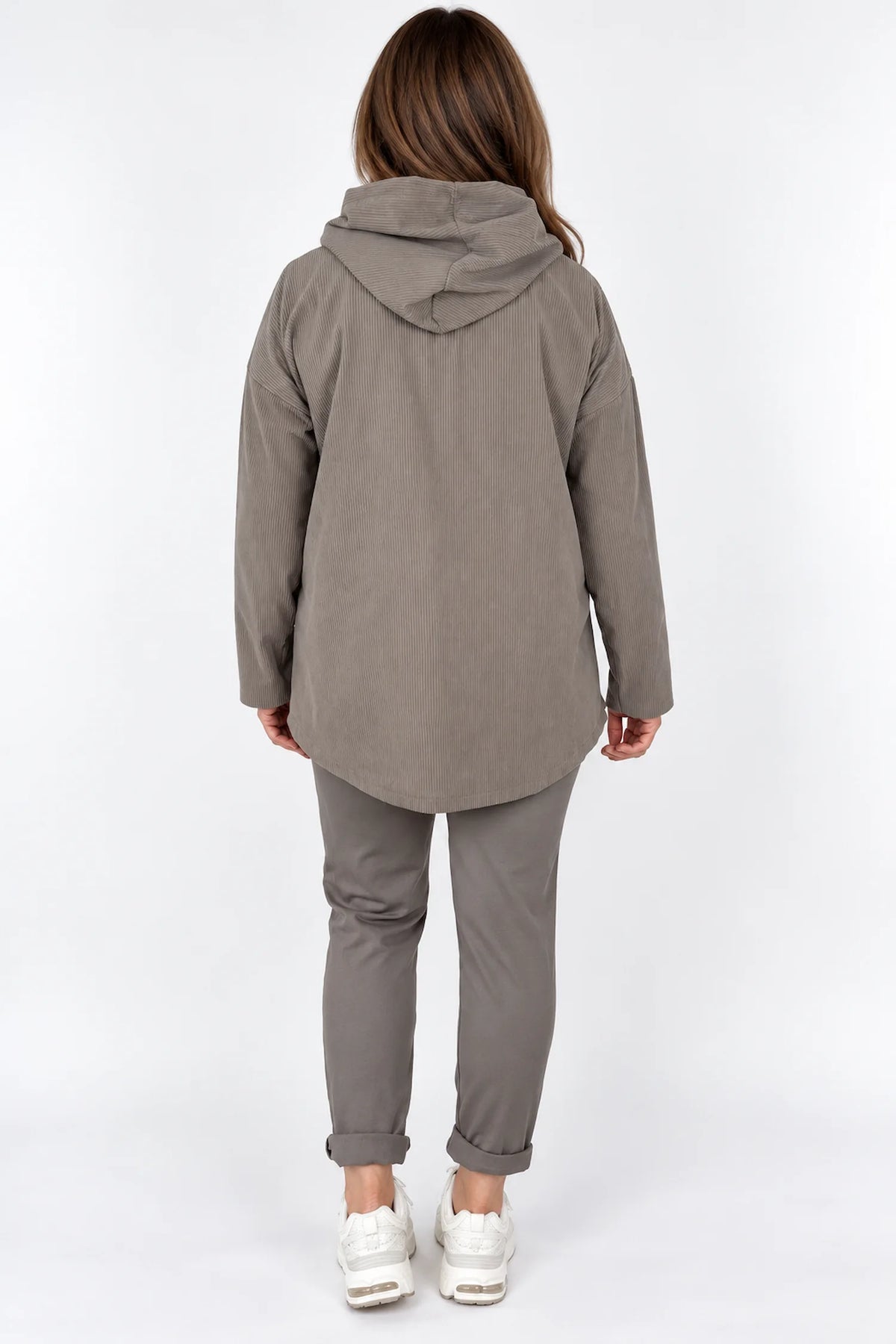 Double Pocket Francis Cord Zipped Hooded Jacket - Mocha
