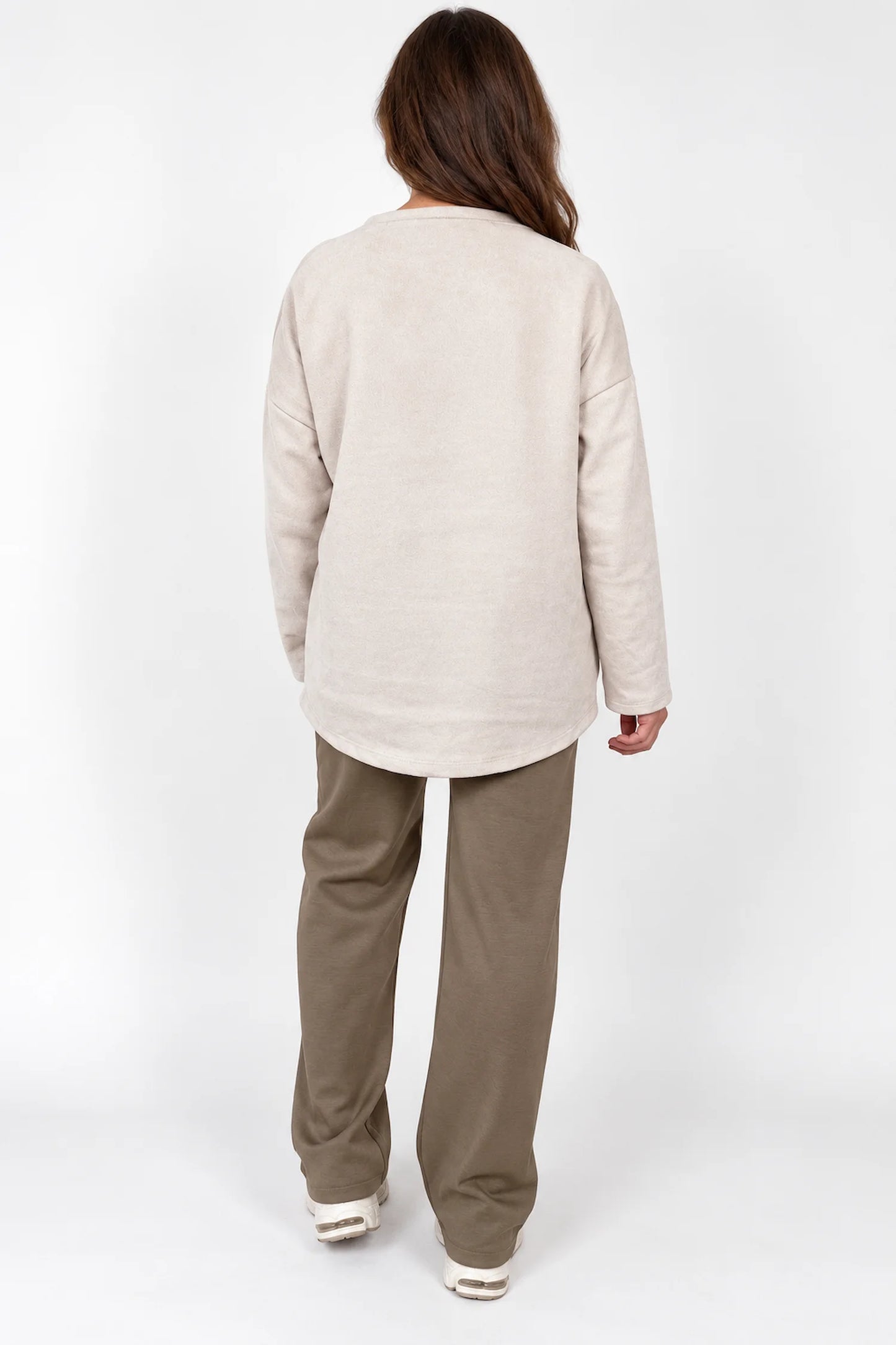 Embroidered Clover Kiki Chenille Tied Hem Top - Beige