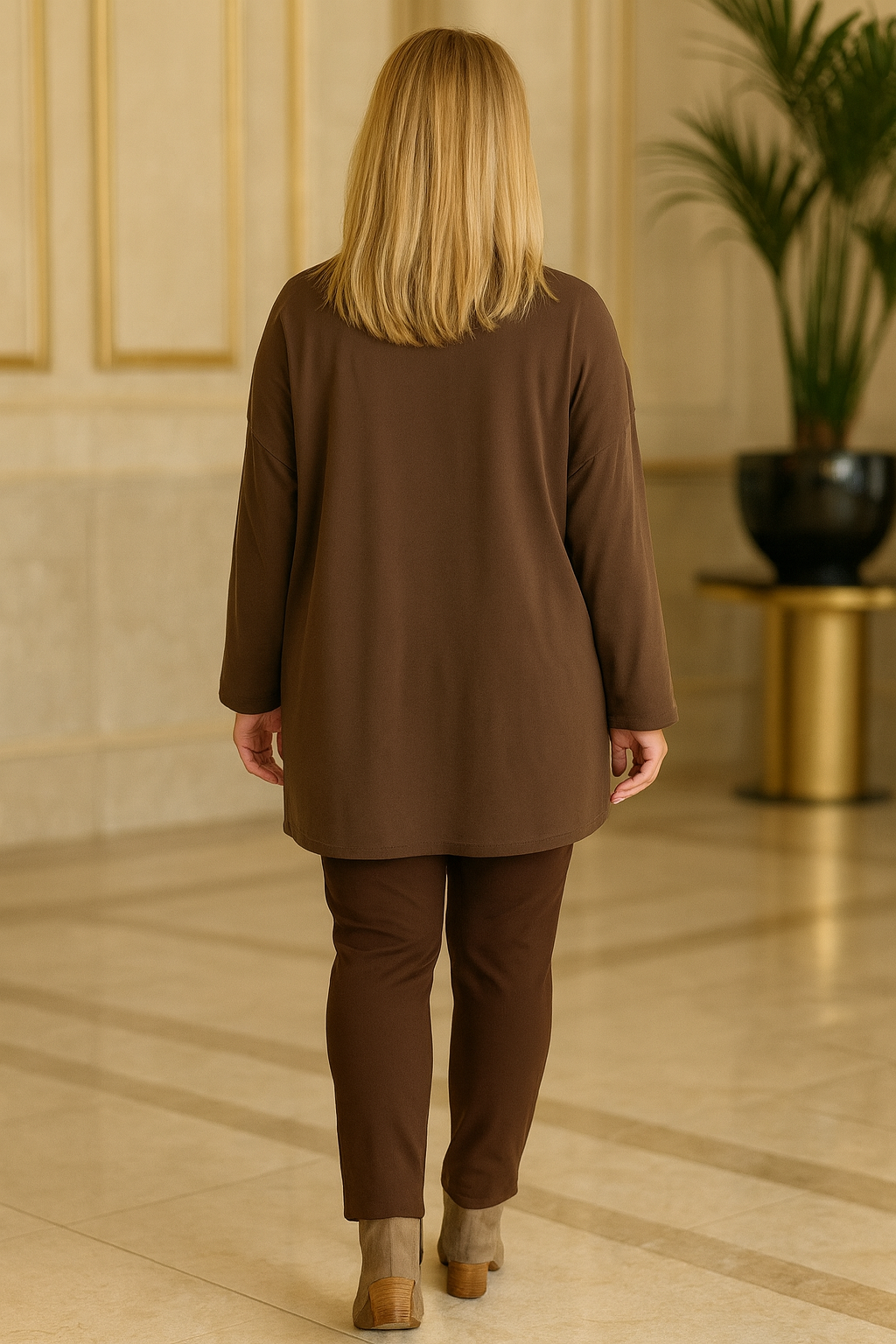 Mesh Detail Estelle Cotton Flower Top - Chocolate