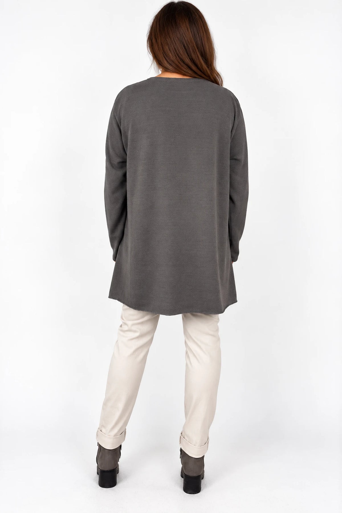 Wool Mix Diamanté Silver Stitch Ciana Top - Mocha