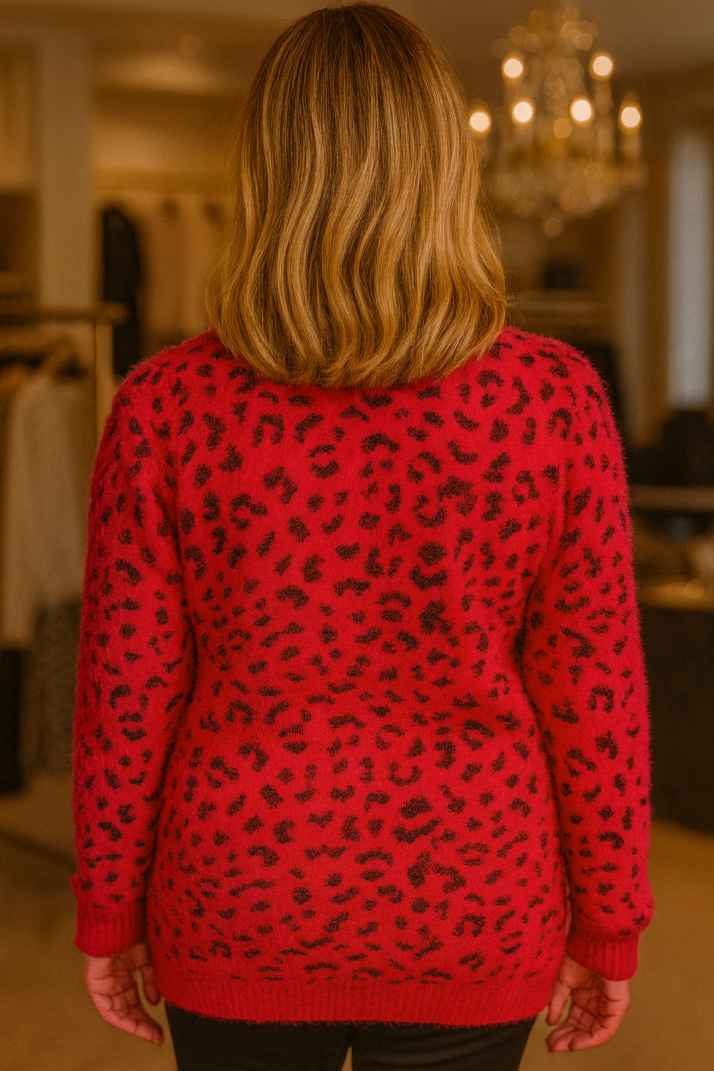 Super Soft Stretch Leopard Print Tissa Jumper - Red