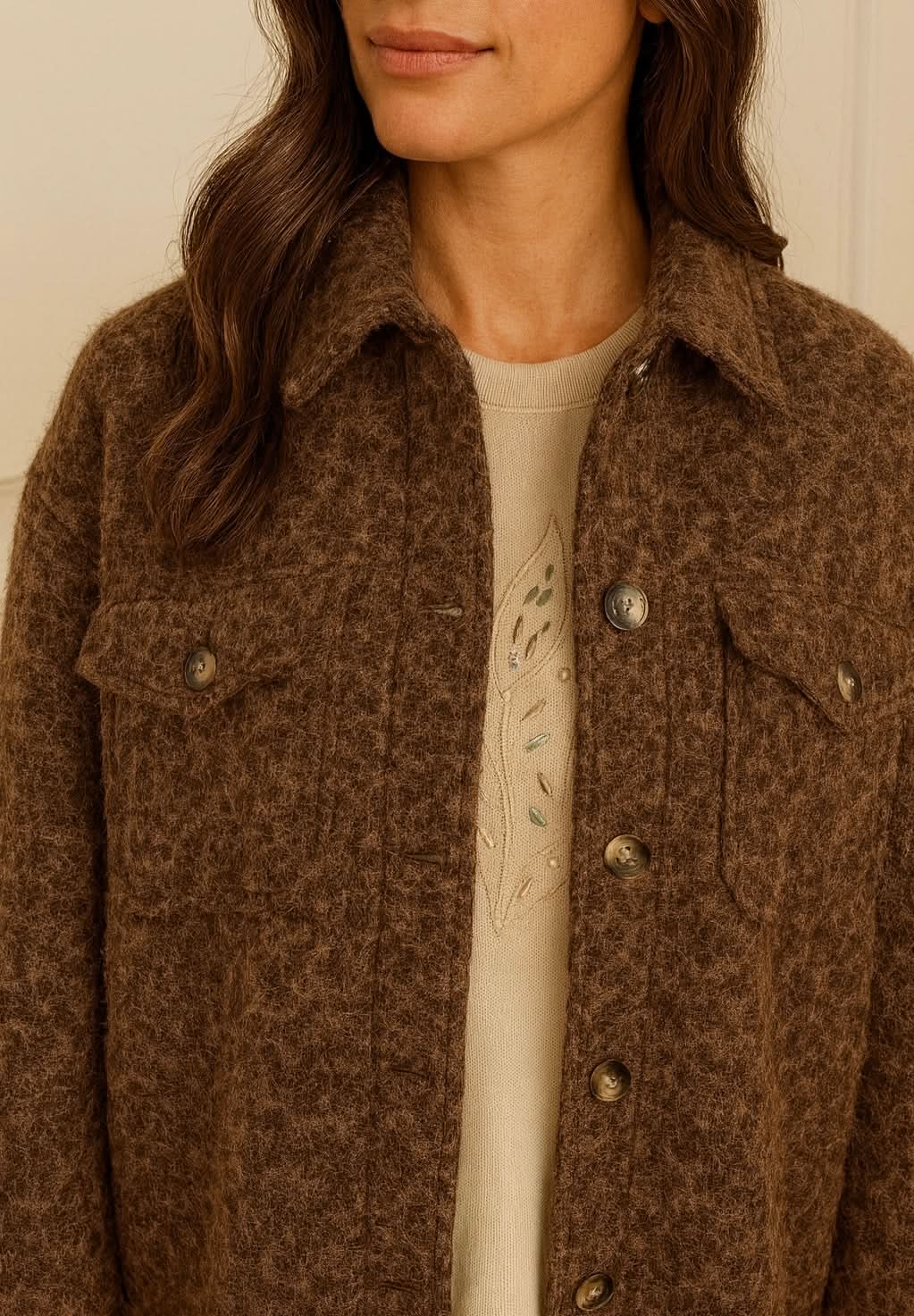 Double Flat Button Pocket Faro Jacket - Chocolate