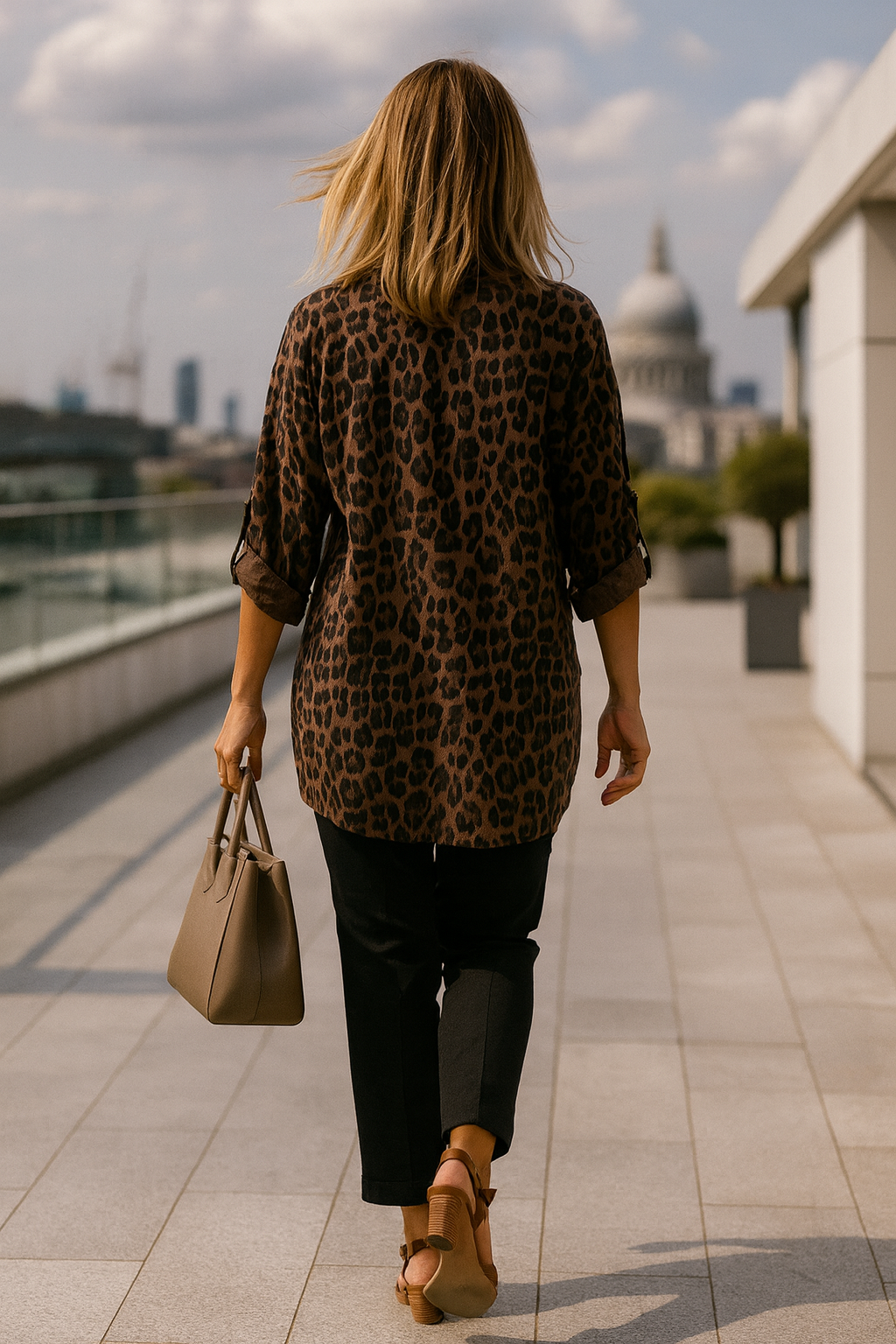 Premium Stitch Button Sleeve Lexi Leopard Print Shirt - Chocolate