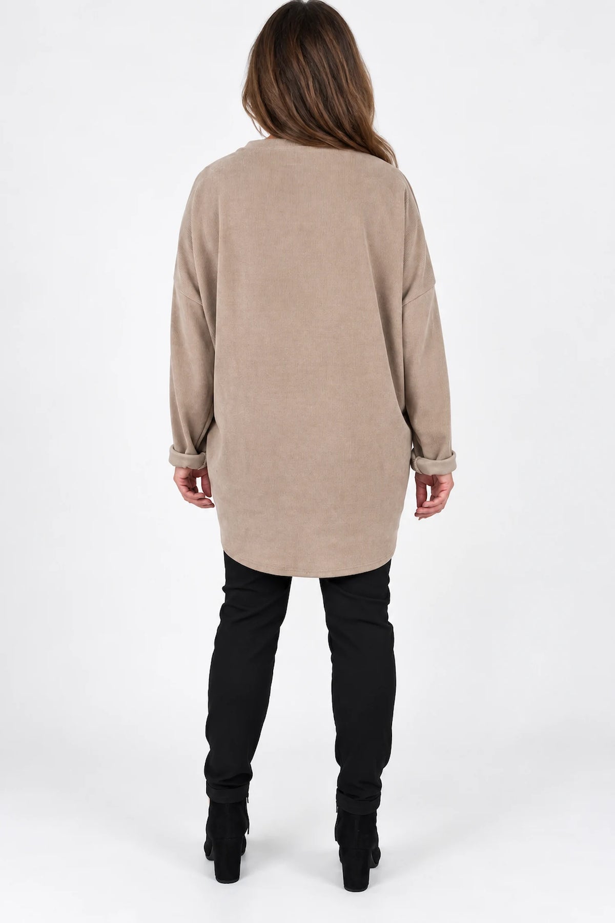 Zipped Hem Badge Detail Ciello Pocket Top - Warm Mocha