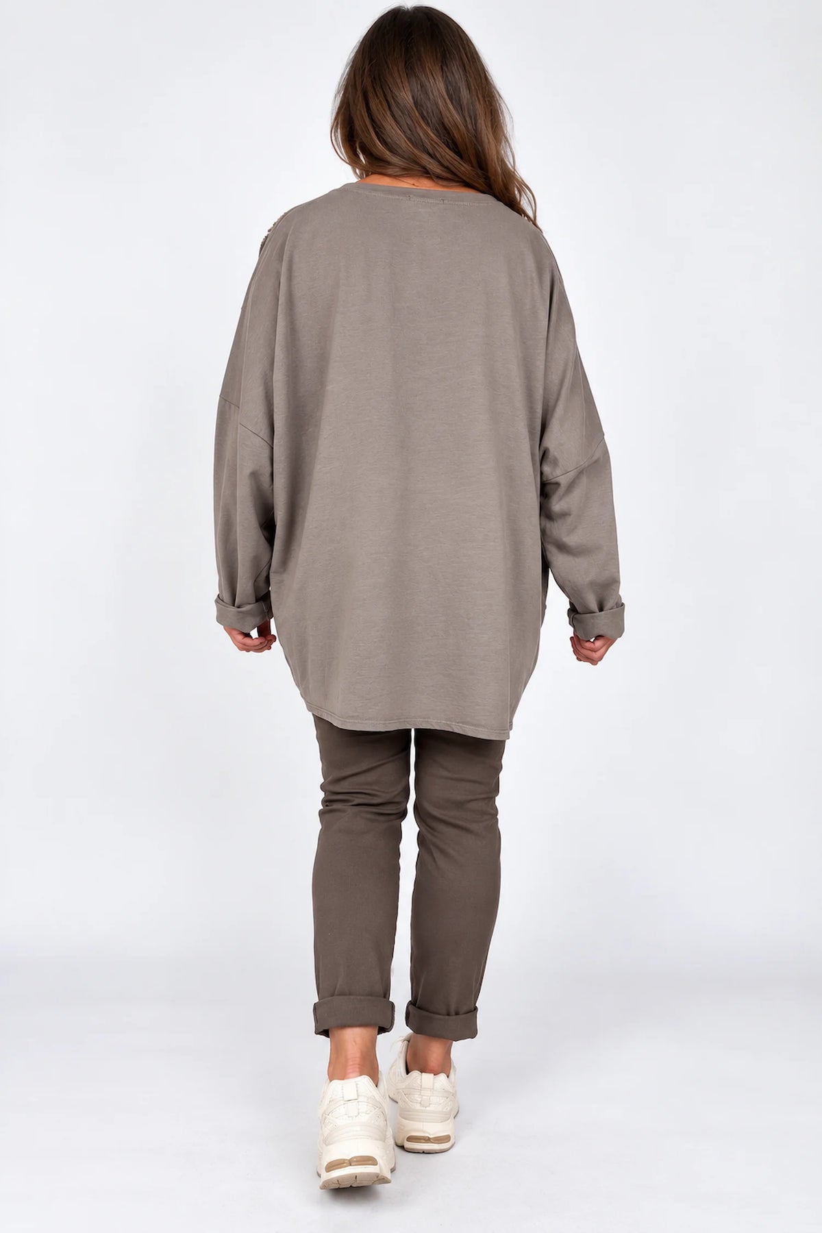Cotton Fine Needlecord Patch Parisi Top - Mocha