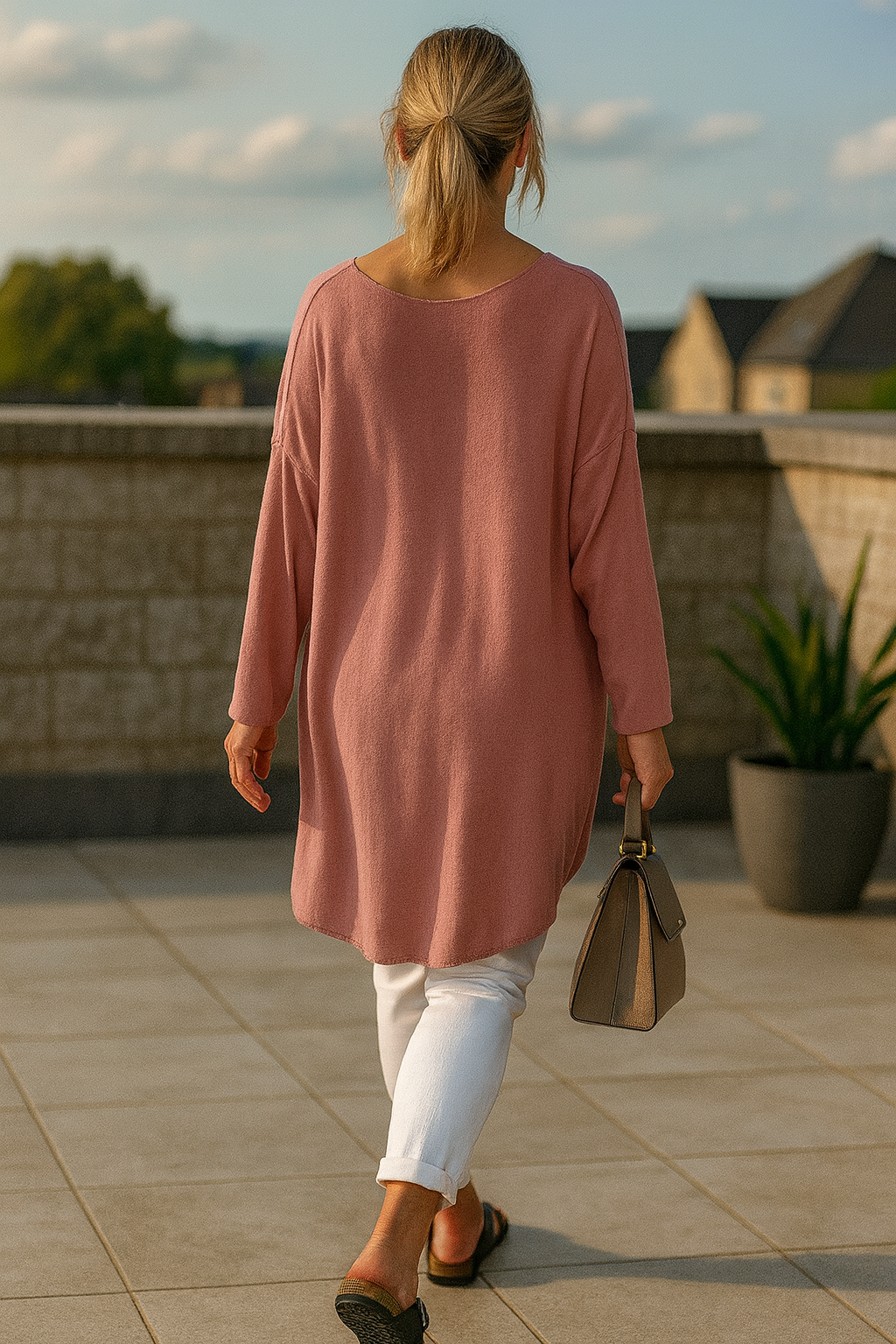 Wool Mix Freya Necklace Top - Raspberry Ripple