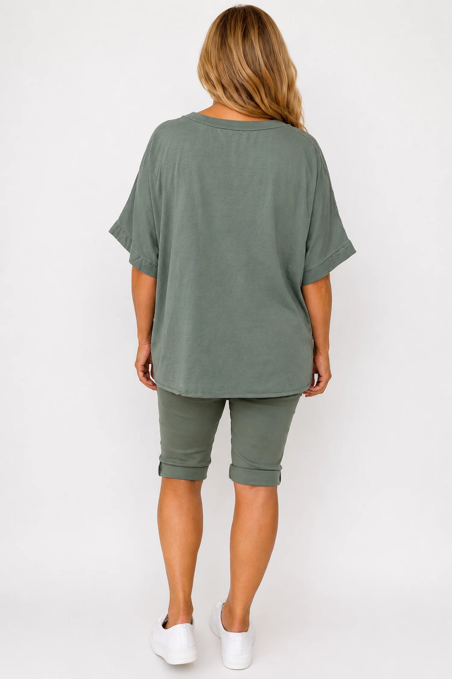 Cotton Harriet Stripe Top - Khaki