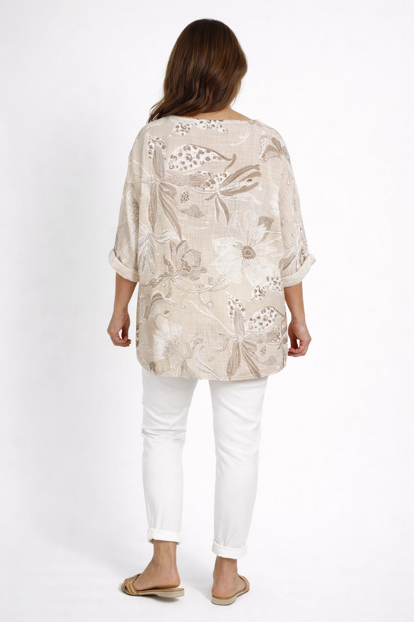 Pure Cotton María Necklace Top - Beige