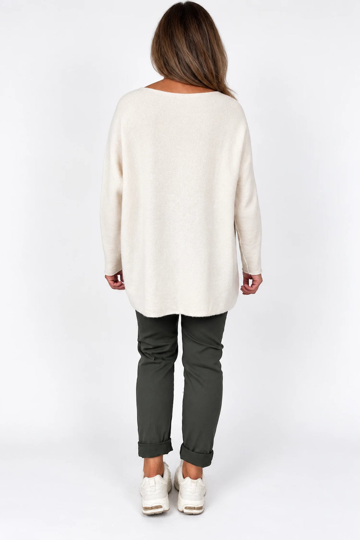Wool Mix Seam Sleeve Venice Jumper - Cream