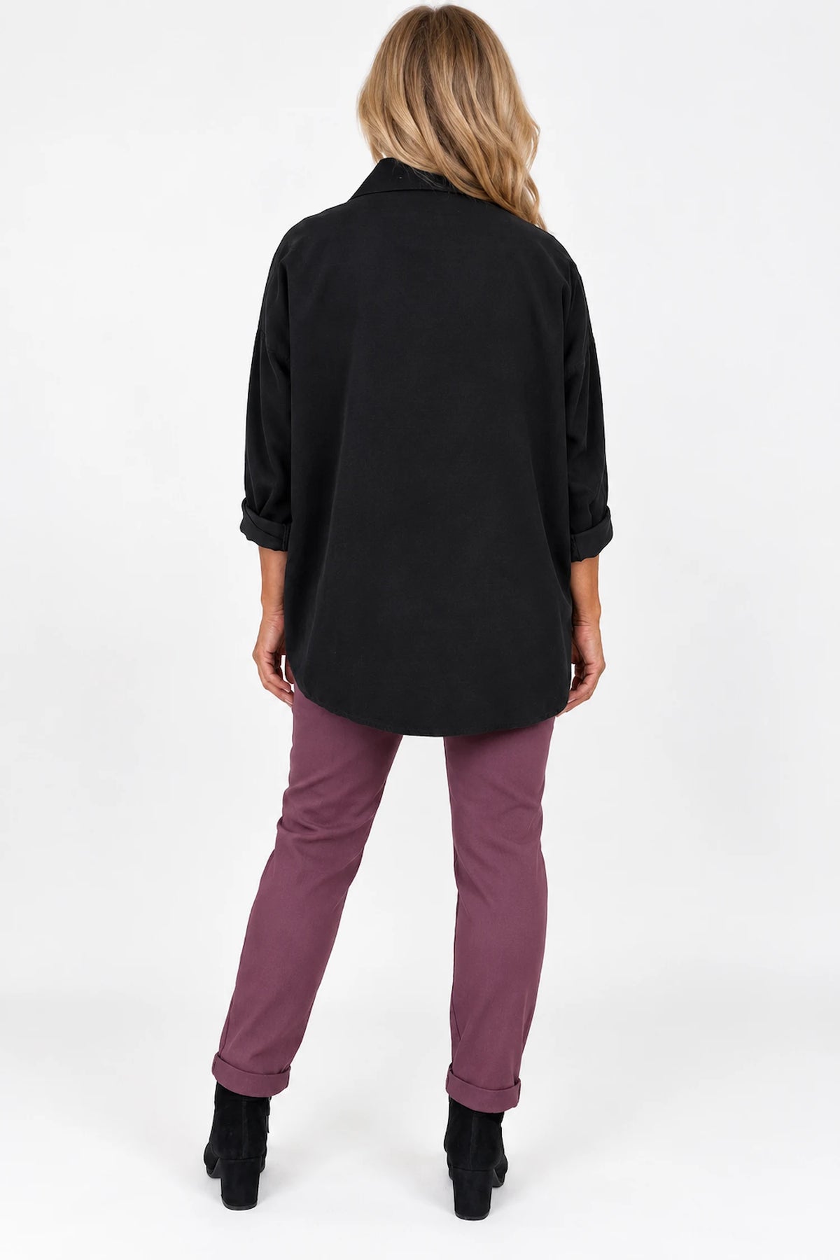Pure Cotton Needlecord Button Sleeve Milan Button Shirt - Black