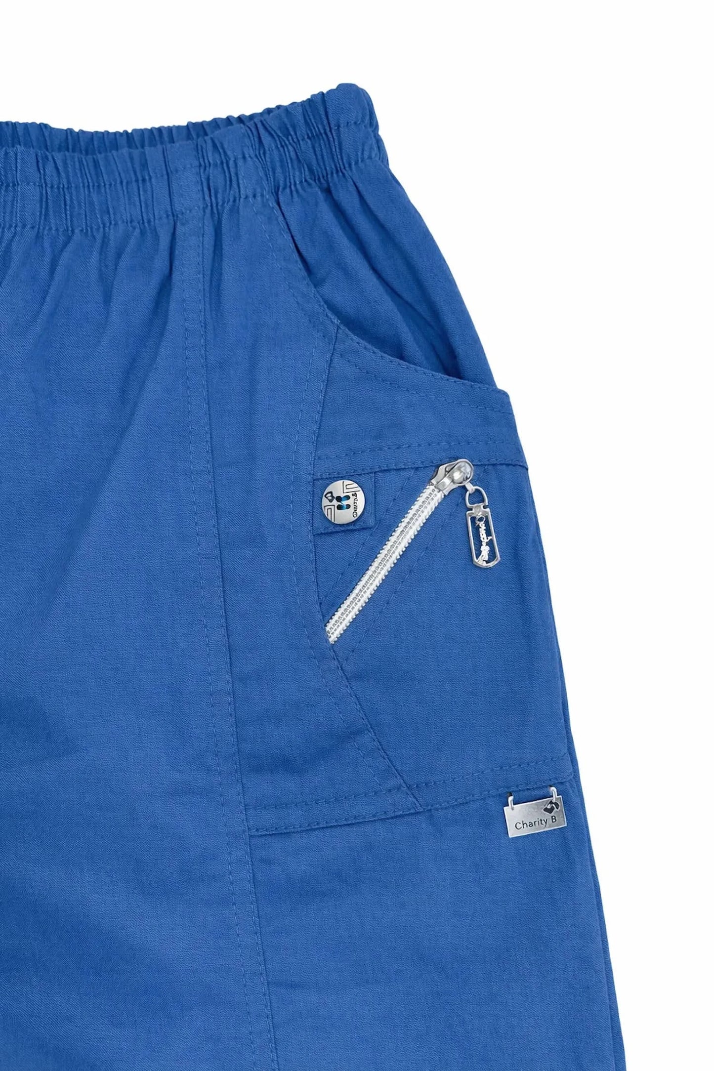 Cotton Double Zipped Pocket Cherry Berry Pants - Denim