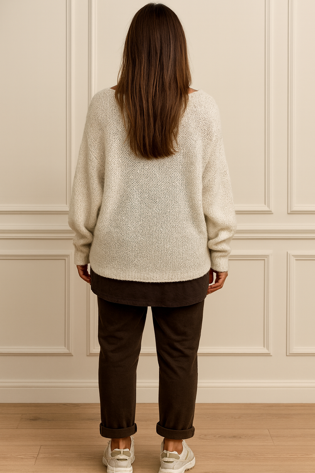 Wool Mix Vivian Wrap Jumper - Oatmeal