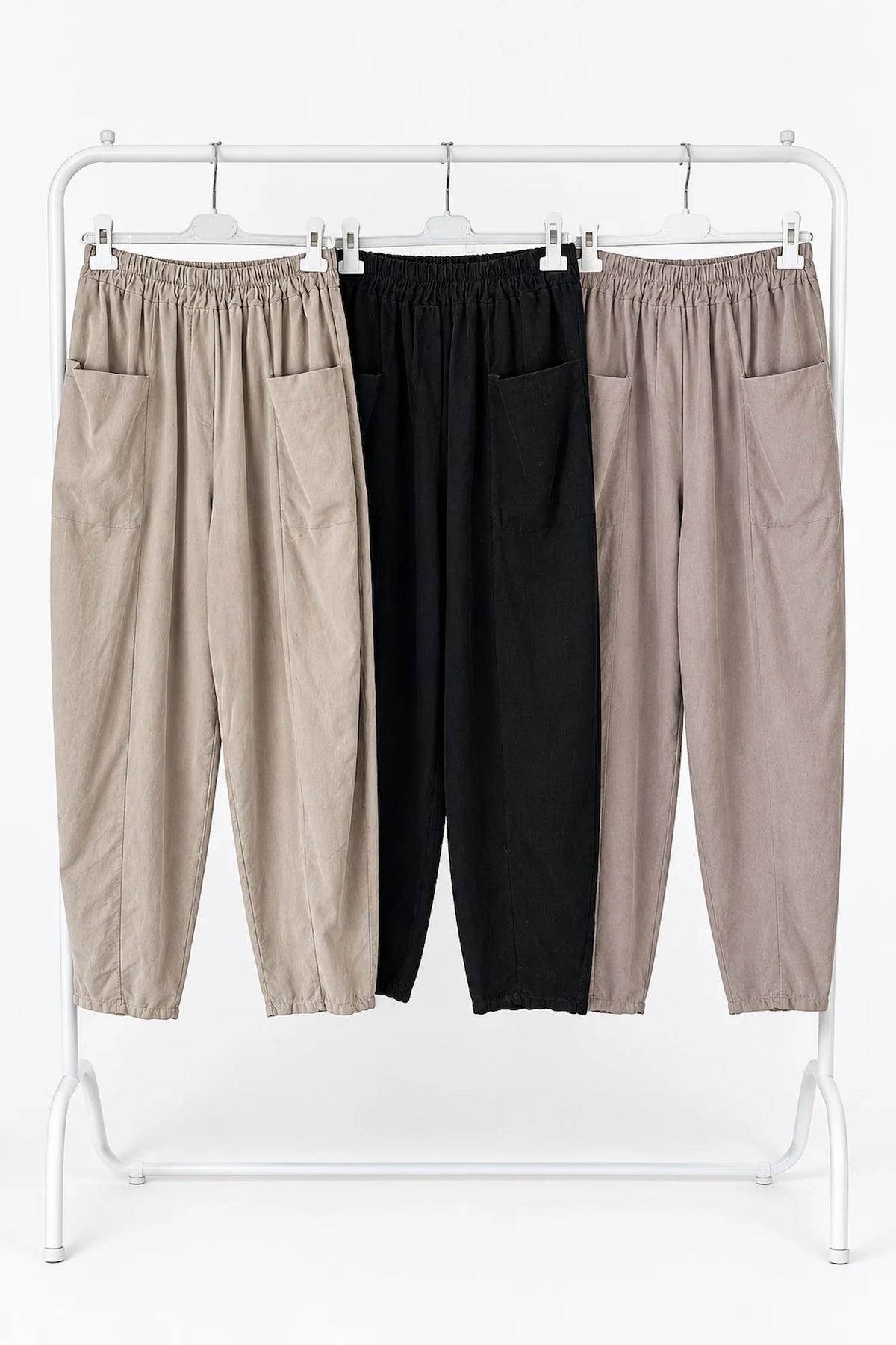 Pure Cotton Double Pocket Seam Front Needlecord Rigiala Pants - Mocha