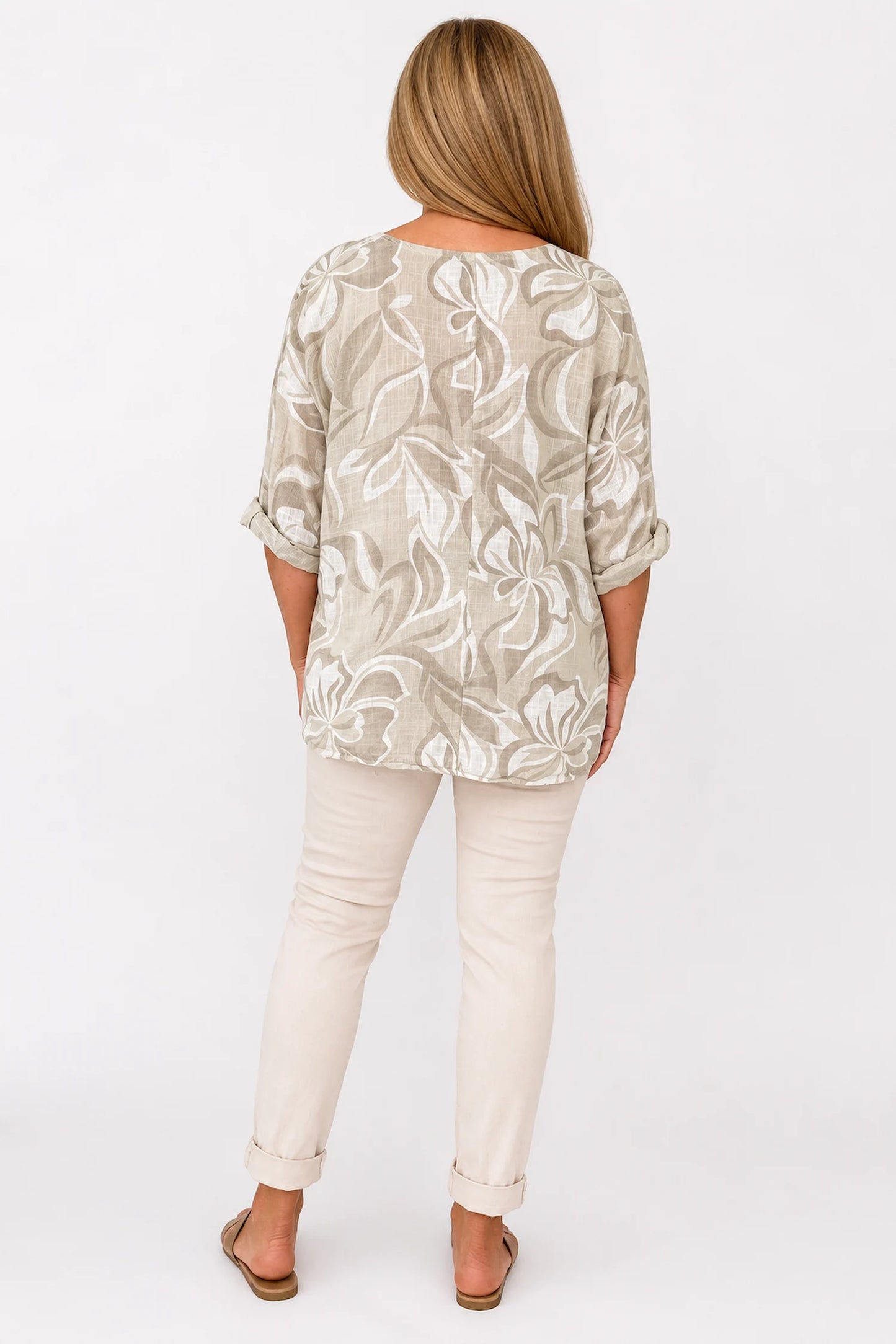 Pure Cotton Pesali Necklace Top - Beige