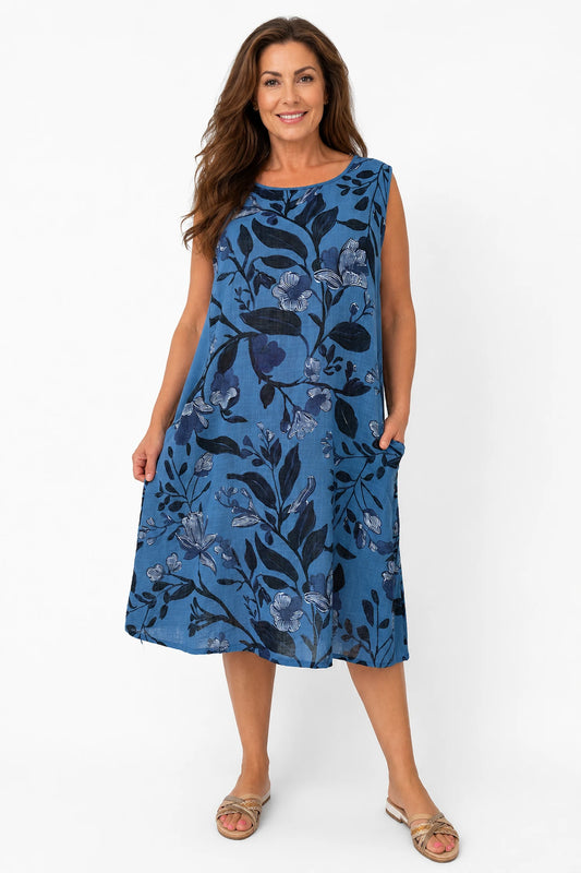Pure Cotton Double Pocket Sacha Dress - Denim