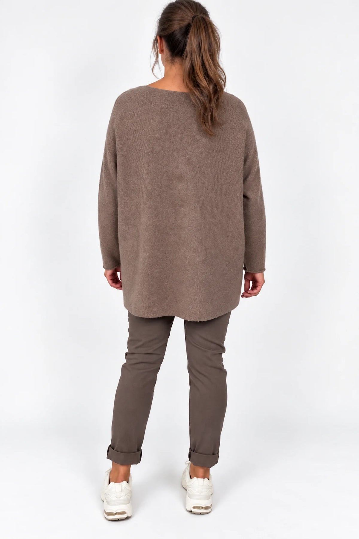 Wool Mix Seam Sleeve Venice Jumper - Mocha