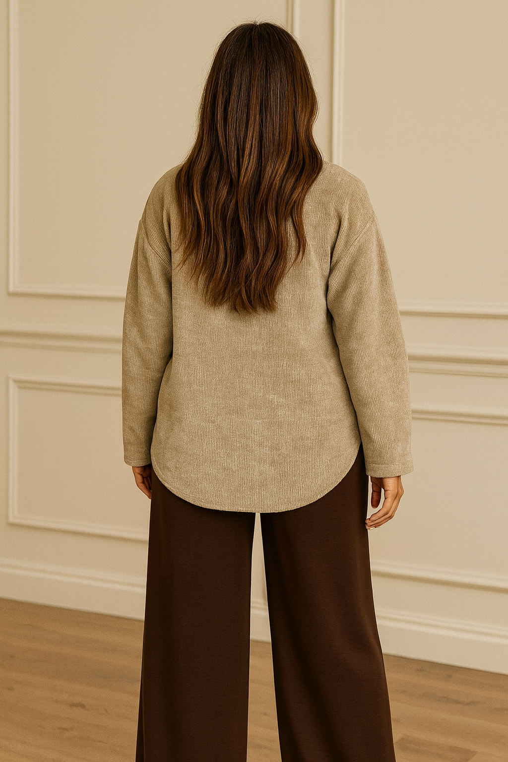 Chenille Arrivia Button Shacket - Mocha